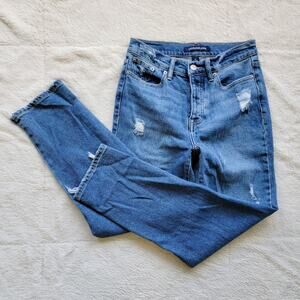 Calvin Klein Distressed High Rise Straight Leg Jeans